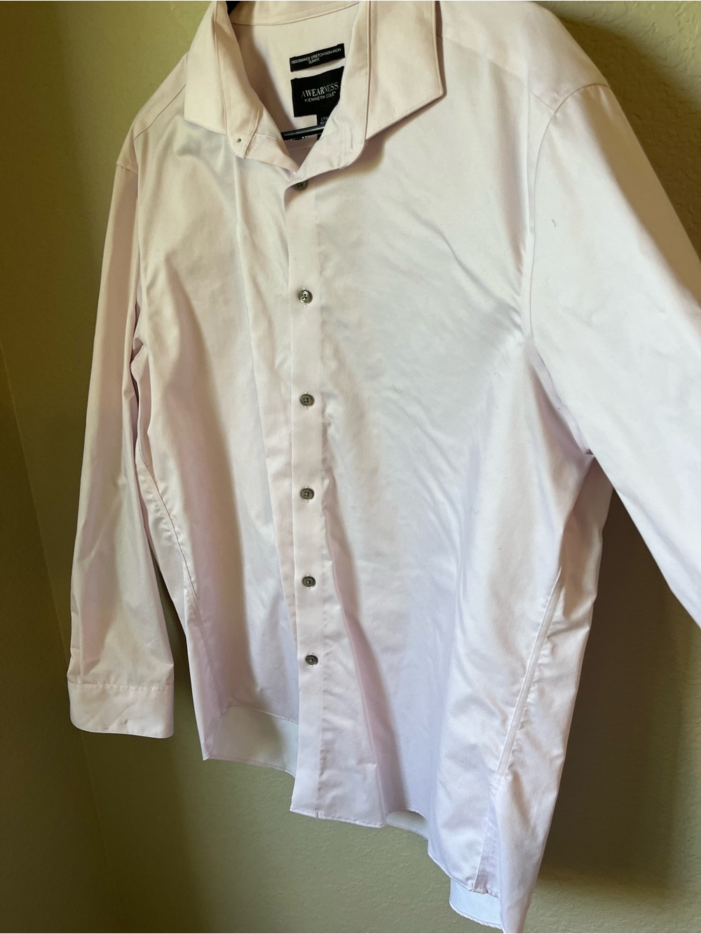 Kenneth Cole AWEARNESS Men’s Pink Performance Stretch Dress Shirt XL 17.5 34/35